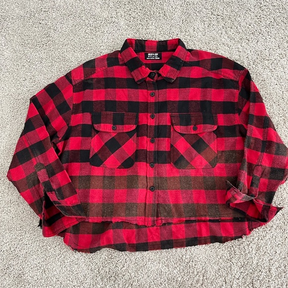 Jolie and Joy Red and Black Plaid Flannel - Picture 6 of 11